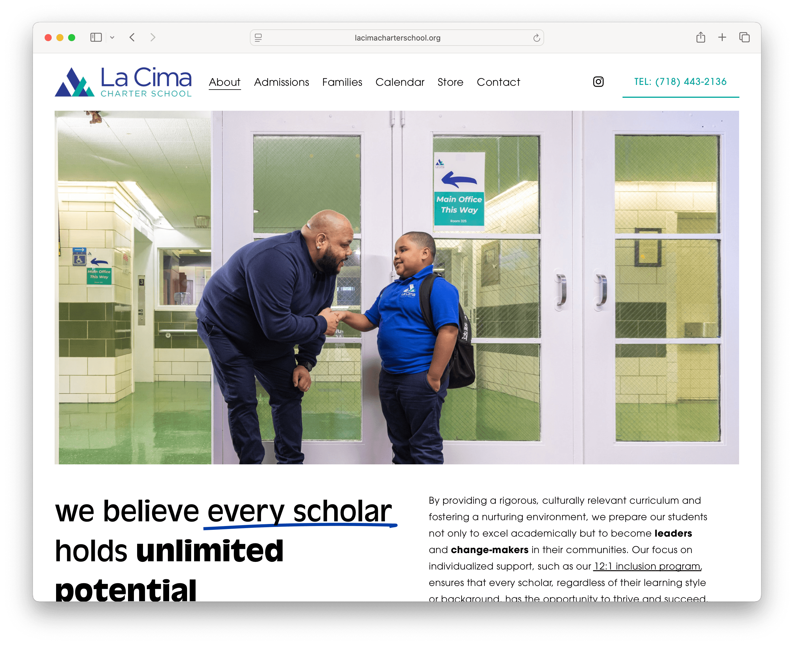 La Cima landing page