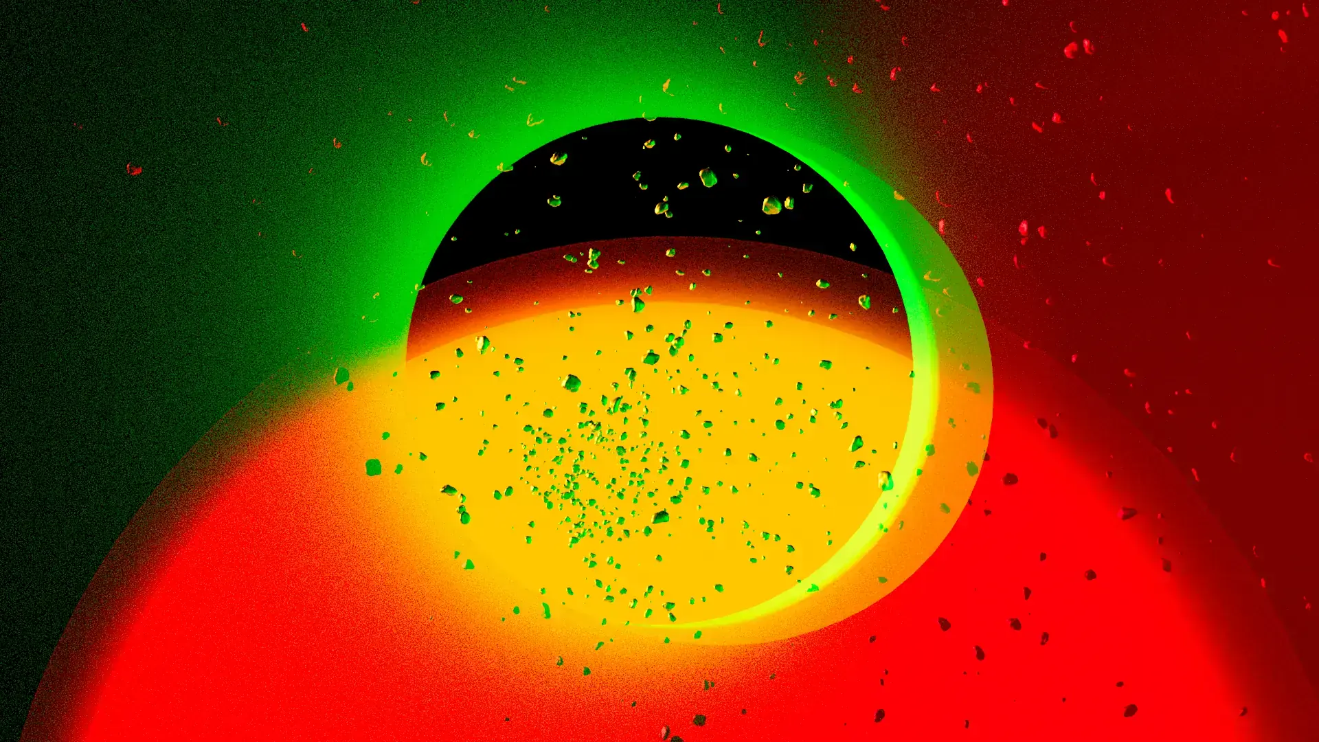 A sun collides with planetary objects